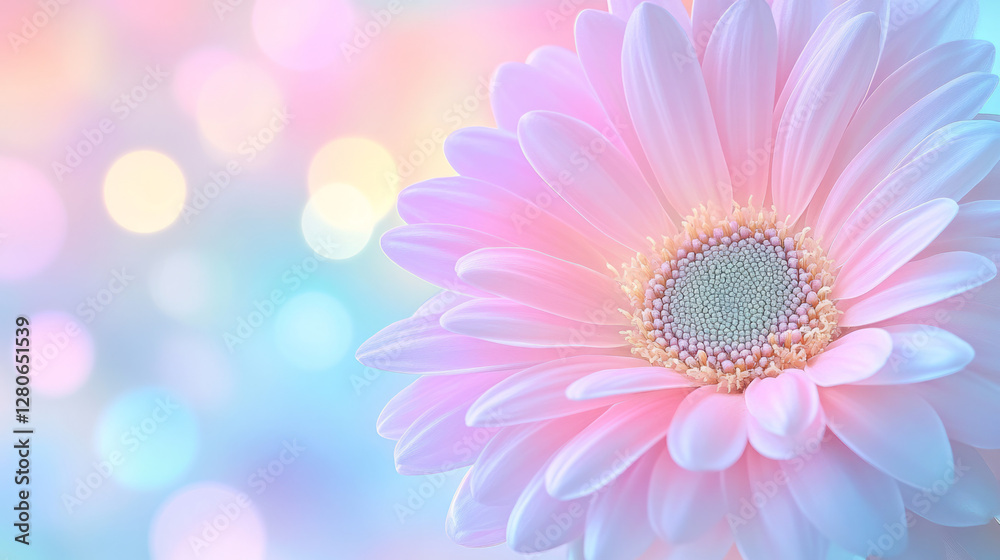 Obraz premium Macro shot highlighting gentle ombrÃ© edges on a daisy-like bloom, surrounded by a subtle swirl of
