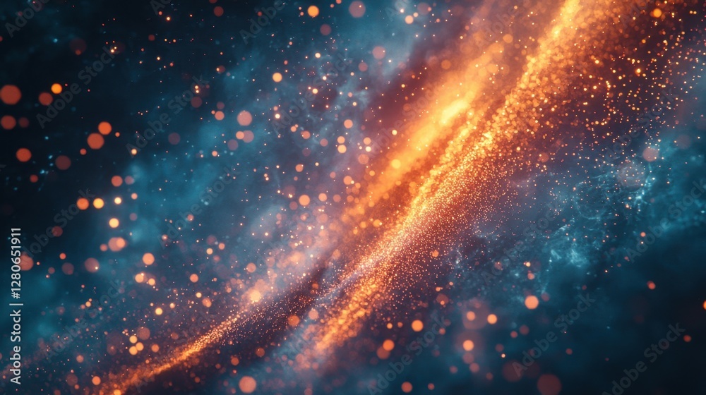 Bright particles glide through a cosmic setting, creating a mesmerizing spectacle of colors and light. This digital artwork evokes a sense of wonder and exploration in the universe Bright particles glide through a cosmic setting, creating a mesmerizing spectacle of colors and light. This digital artwork evokes a sense of wonder and exploration in the universe