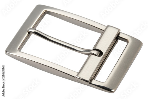 Silver metal belt buckle isolated with transparent background