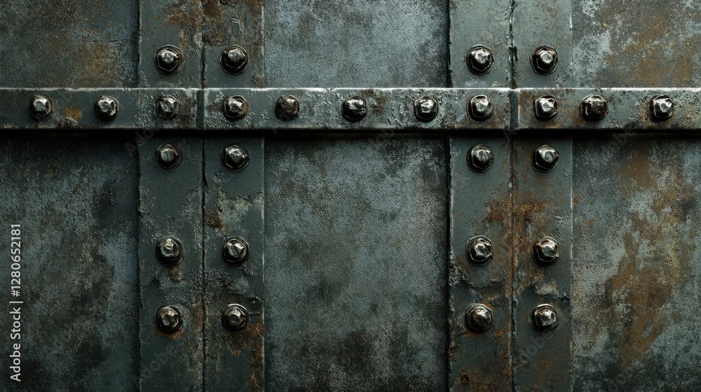 Close-up of a weathered metal surface featuring rust and large bolts, giving an industrial and rugged appearance. Close-up of a weathered metal surface featuring rust and large bolts, giving an industrial and rugged appearance.