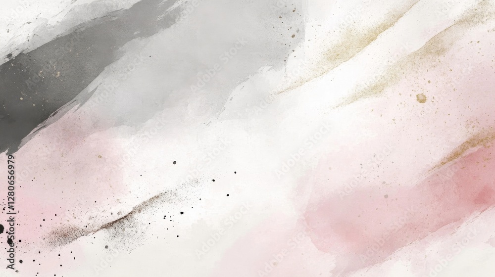 Fototapeta premium Abstract Watercolor Painting: Pink, Gray, and Gold Hues