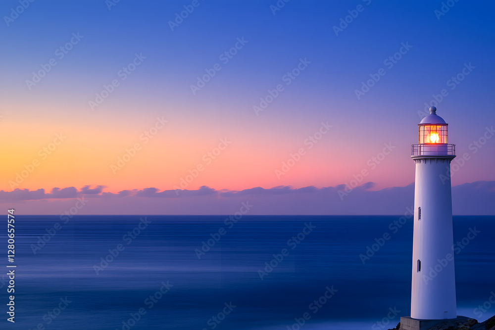 Majestic Sunrise at Coastal Lighthouse with Serene Ocean View Majestic Sunrise at Coastal Lighthouse with Serene Ocean View