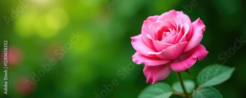 Pink rose blooming in a lush green environment, nature, flowers, flowerpower photo