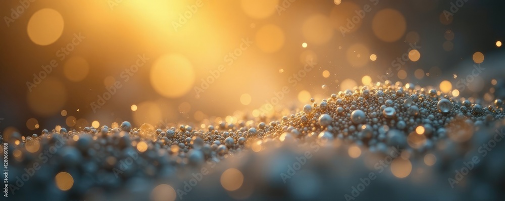 Shimmering particles suspended in a gradient of gold and grey hues, ethereal effect, color gradation, hazy background Shimmering particles suspended in a gradient of gold and grey hues, ethereal effect, color gradation, hazy background