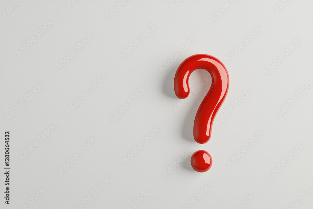 Big red question mark over white background creating uncertainty