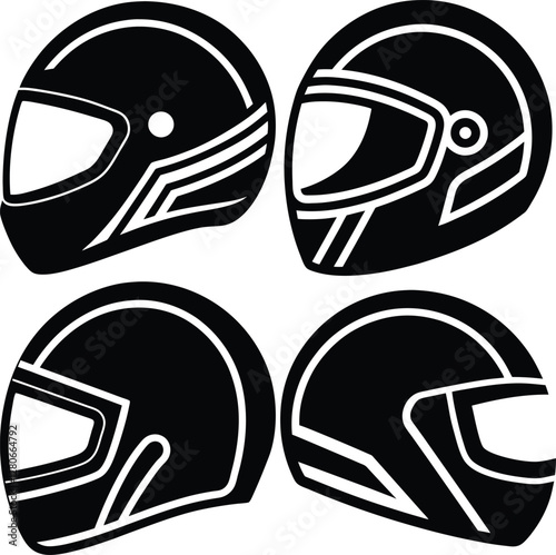 Stylized Helmet Silhouette Vector Icon Set Simple & Aesthetic.