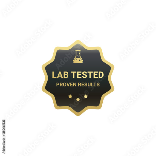 Lab tested stamp label vector isolated. Lab tested label for product packaging. Best lab tested icon for cosmetic or health product packaging design element.