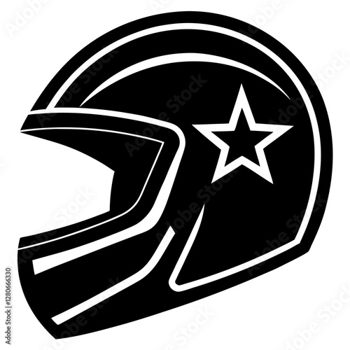 Helmet Silhouette Vector Icon White Background.