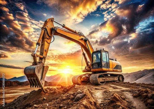 Wallpaper Mural Construction photography highlights an excavator bucket's earthmoving power, a key piece of heavy machinery on the dig site. Torontodigital.ca