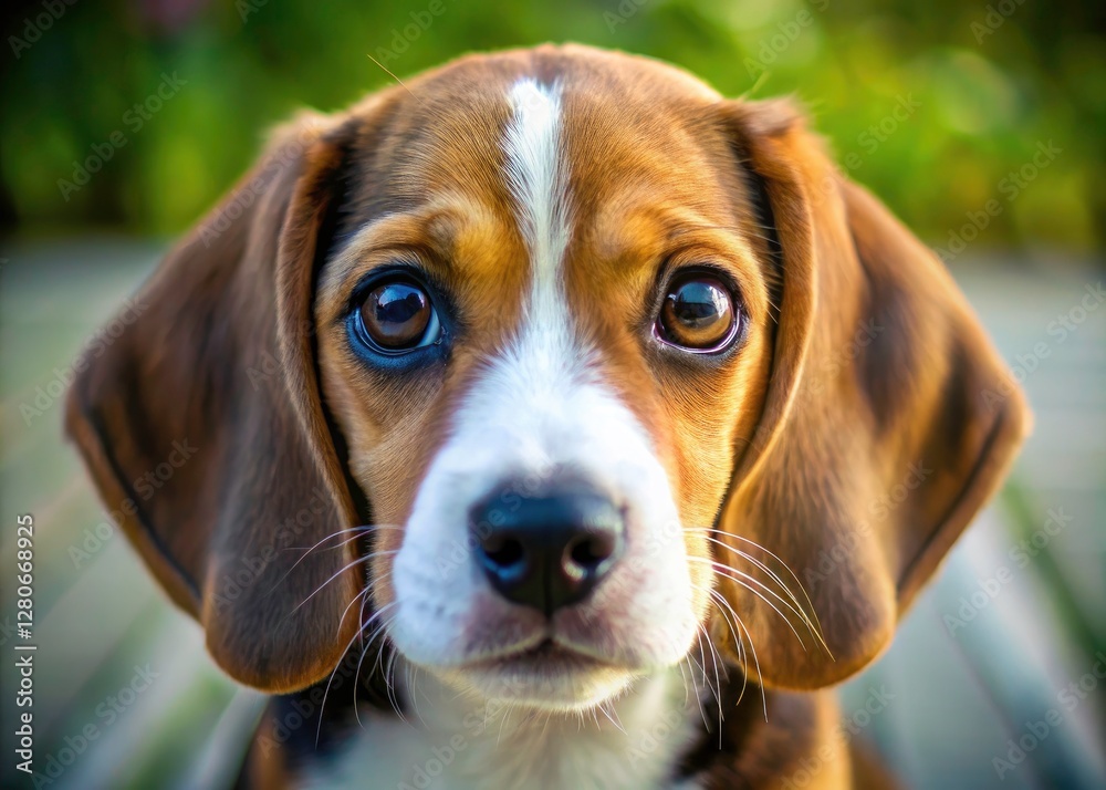 Deep focus reveals a beagle puppy's irresistible, adorable eyes; pure cuteness.