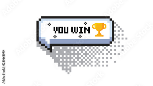 Pixel art 8-bit speech bubble saying you win