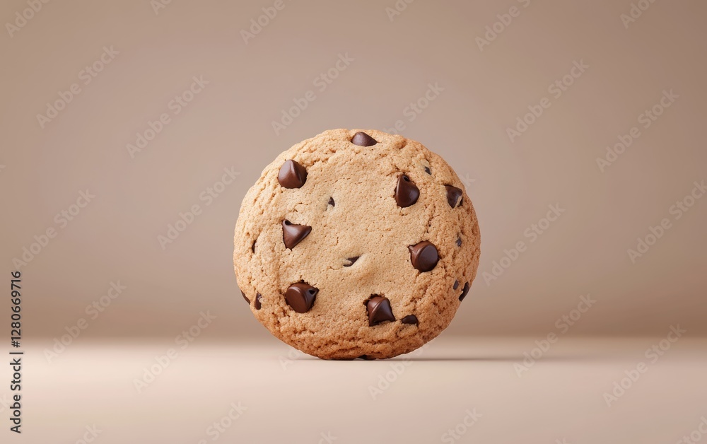 Classic Chocolate Chip Cookie on Simple Background Classic Chocolate Chip Cookie on Simple Background