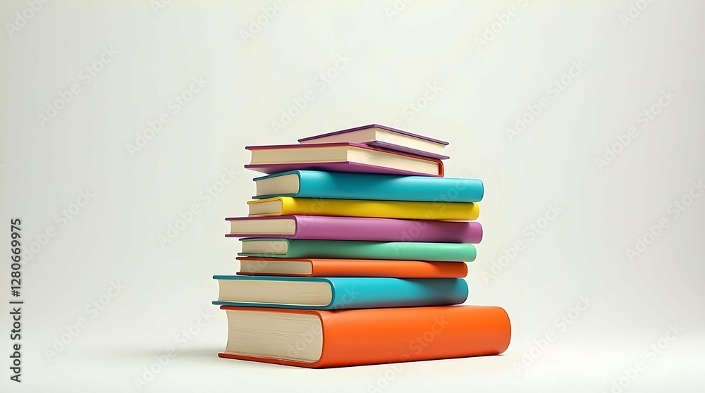 Reading is Funny Day, A neat stack of colorful books with varying spine colors, arranged against a plain background, suggesting knowledge and reading Reading is Funny Day, A neat stack of colorful books with varying spine colors, arranged against a plain background, suggesting knowledge and reading