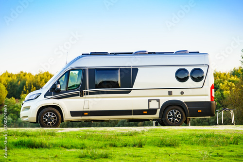 Camper van camping on nature in Portugal