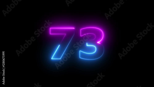 Wallpaper Mural neon Pink and blue color number text animation . pink and blue neon number seventy-three. Torontodigital.ca