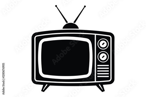 retro tv silhouette vector illustration on white background