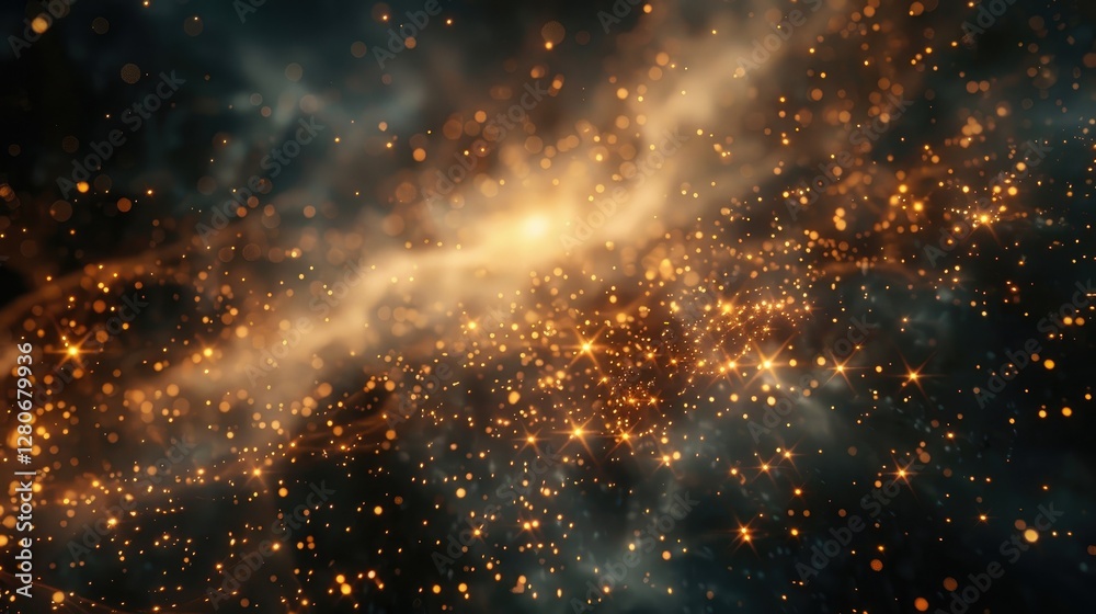 Fototapeta premium Flickering sparks of light set in a dark universe