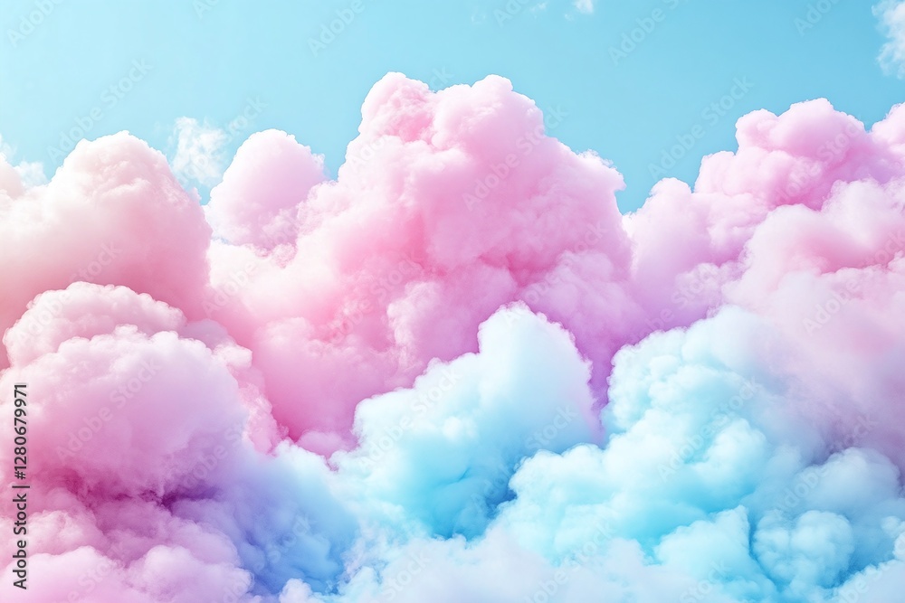 Dreamy Pink And Blue Clouds Against A Clear Sky Perfect For Whimsical Design Or Background Use Dreamy Pink And Blue Clouds Against A Clear Sky Perfect For Whimsical Design Or Background Use