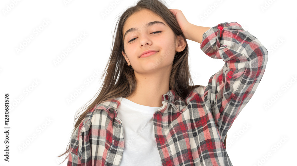 A Teenage Student Girl in Casual School Attire on Transparent Background, PNG A Teenage Student Girl in Casual School Attire on Transparent Background, PNG