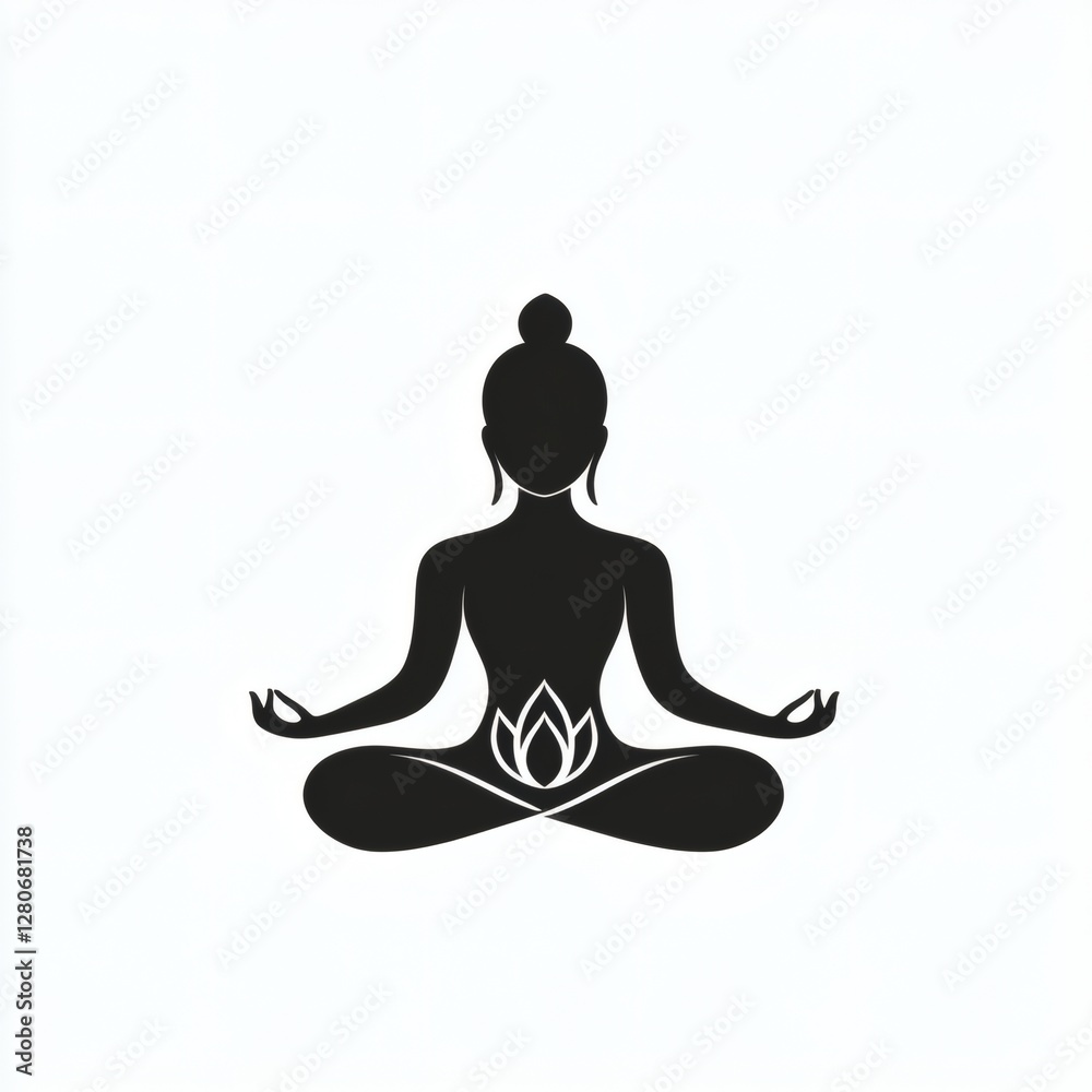 Silhouette of a person meditating in lotus position with a serene posture and focus on inner peace Silhouette of a person meditating in lotus position with a serene posture and focus on inner peace