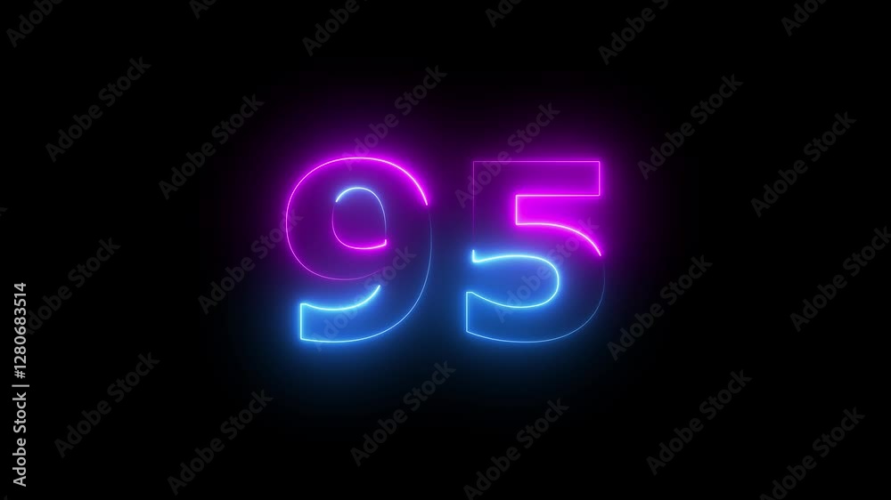 neon Pink and blue color number text animation . pink and blue neon number ninety-five. neon Pink and blue color number text animation . pink and blue neon number ninety-five.
