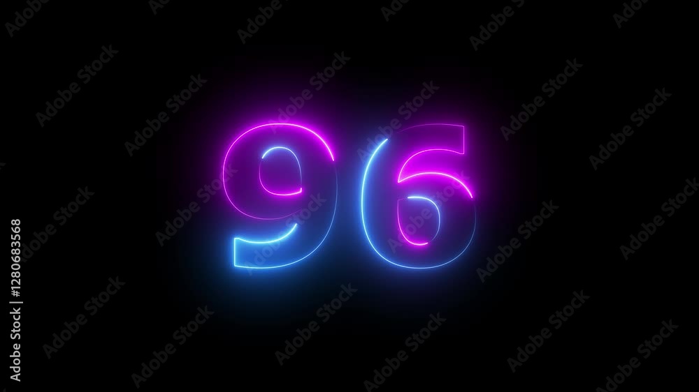 neon Pink and blue color number text animation . pink and blue neon number ninety-six. neon Pink and blue color number text animation . pink and blue neon number ninety-six.
