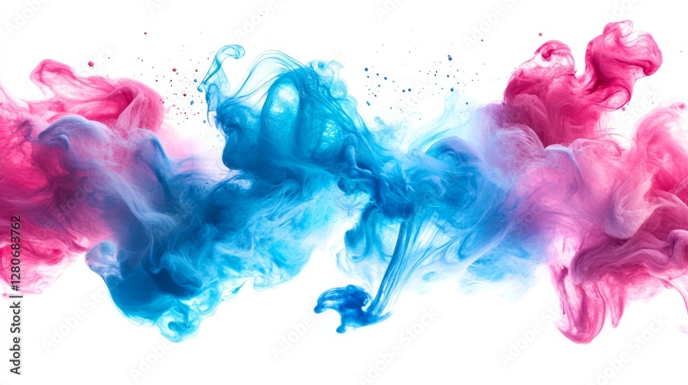 Fototapeta premium vibrant color splash, blue and pink ink, abstract art photo, artistic background, creative design print