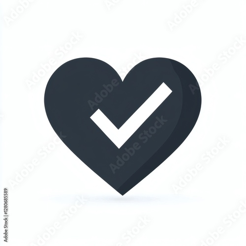 Heart shape with a check mark symbolizing approval or love in a minimalist design