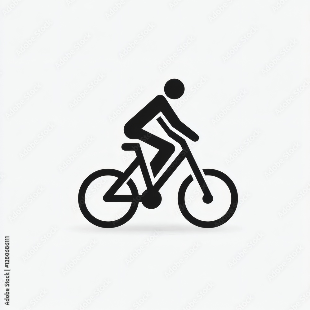 Fototapeta premium Cyclist riding through a clear park path on a sunny day enjoying outdoor exercise and leisure activities