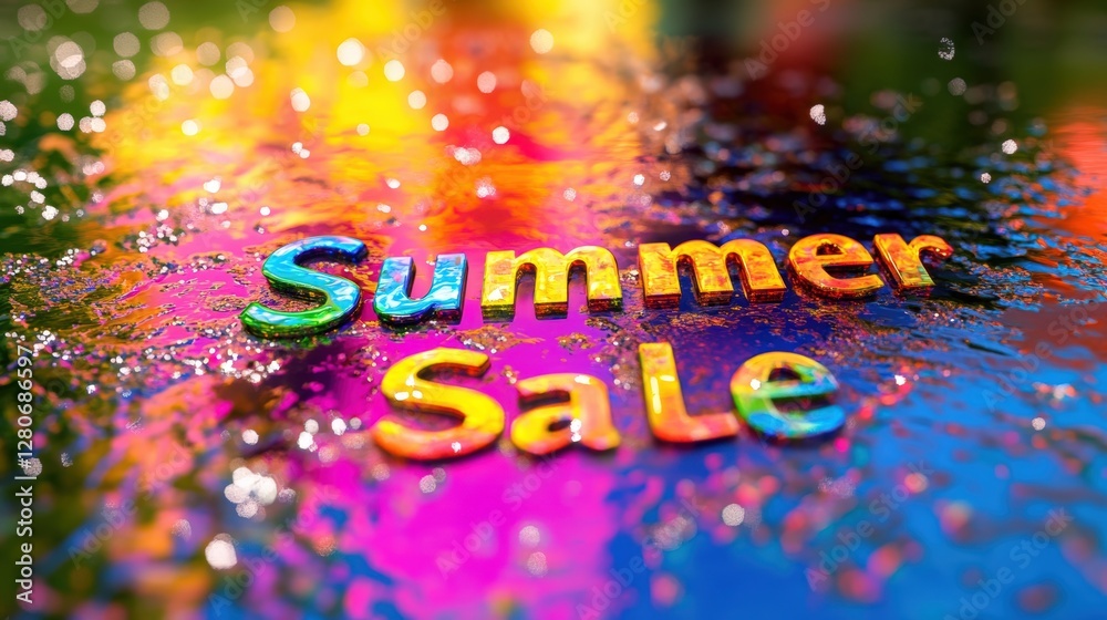 Fototapeta premium Colorful summer sale text on vibrant background