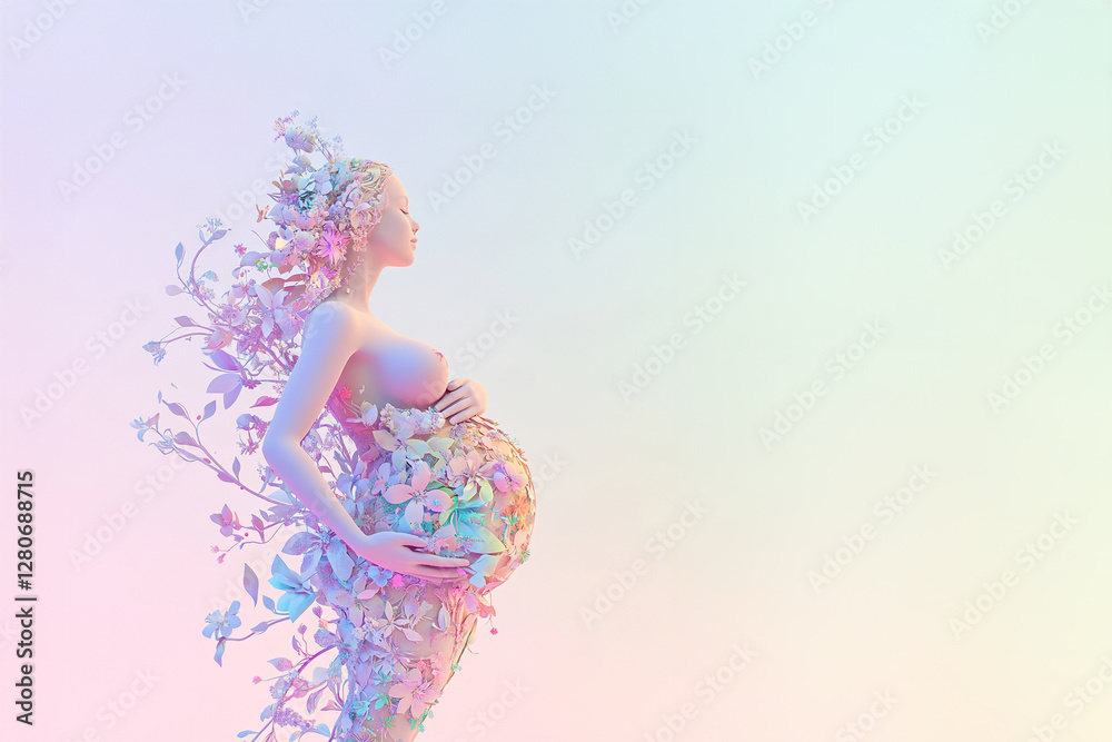 Highly detailed 3D digital illustration of a pregnant woman. Highly detailed 3D digital illustration of a pregnant woman.