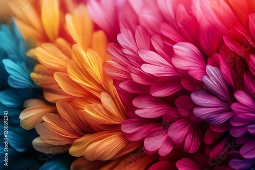 Vibrant colorful petals in close-up view