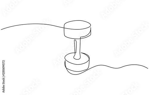 Barbel in one continuous single line art drawing style Gym fitness sports concept vector illustration, Continuous one line drawing of Dumbbell - Barbell gym equipment, Drawing of dumbbell.