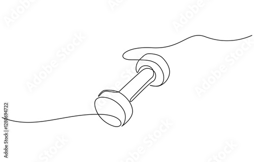 Barbel in one continuous single line art drawing style Gym fitness sports concept vector illustration, Continuous one line drawing of Dumbbell - Barbell gym equipment, Drawing of dumbbell.