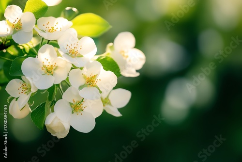 White blossoms on a sunny spring day.