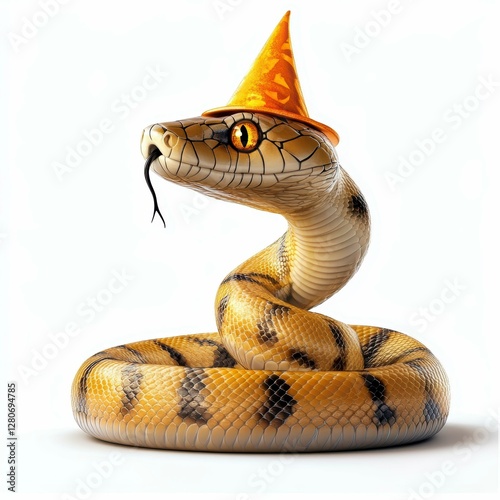 Snake Charmer in Pointed Hat Yellow Reptile Wizard Reptilian Enchantment Serpent with Spellcasting