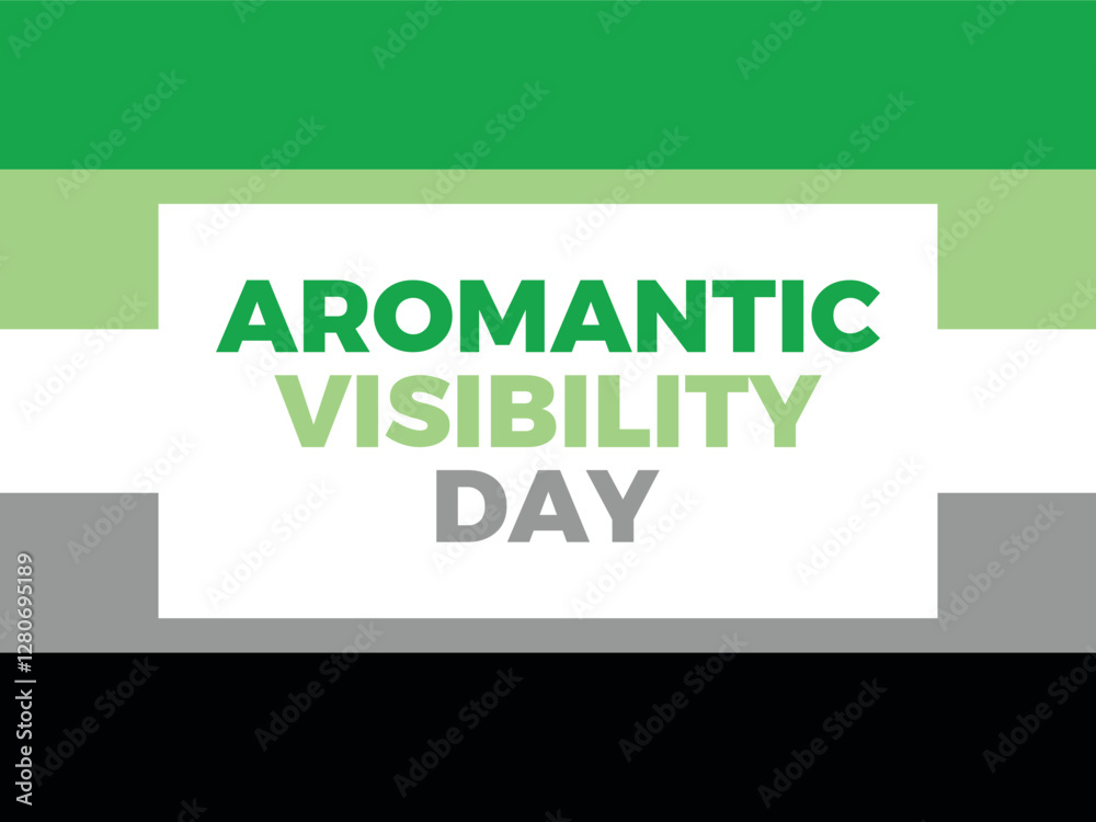 Aromantic Visibility Day poster vector illustration. Aromantic pride flag frame shape vector. LGBT aromantic border graphic design element. Template for background, banner, card. 5 June. Important day