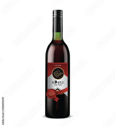 red wine bottle with label