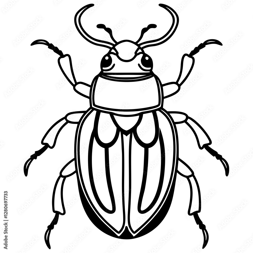 Beetle Silhouette in Vector Line Art Beetle Silhouette in Vector Line Art
