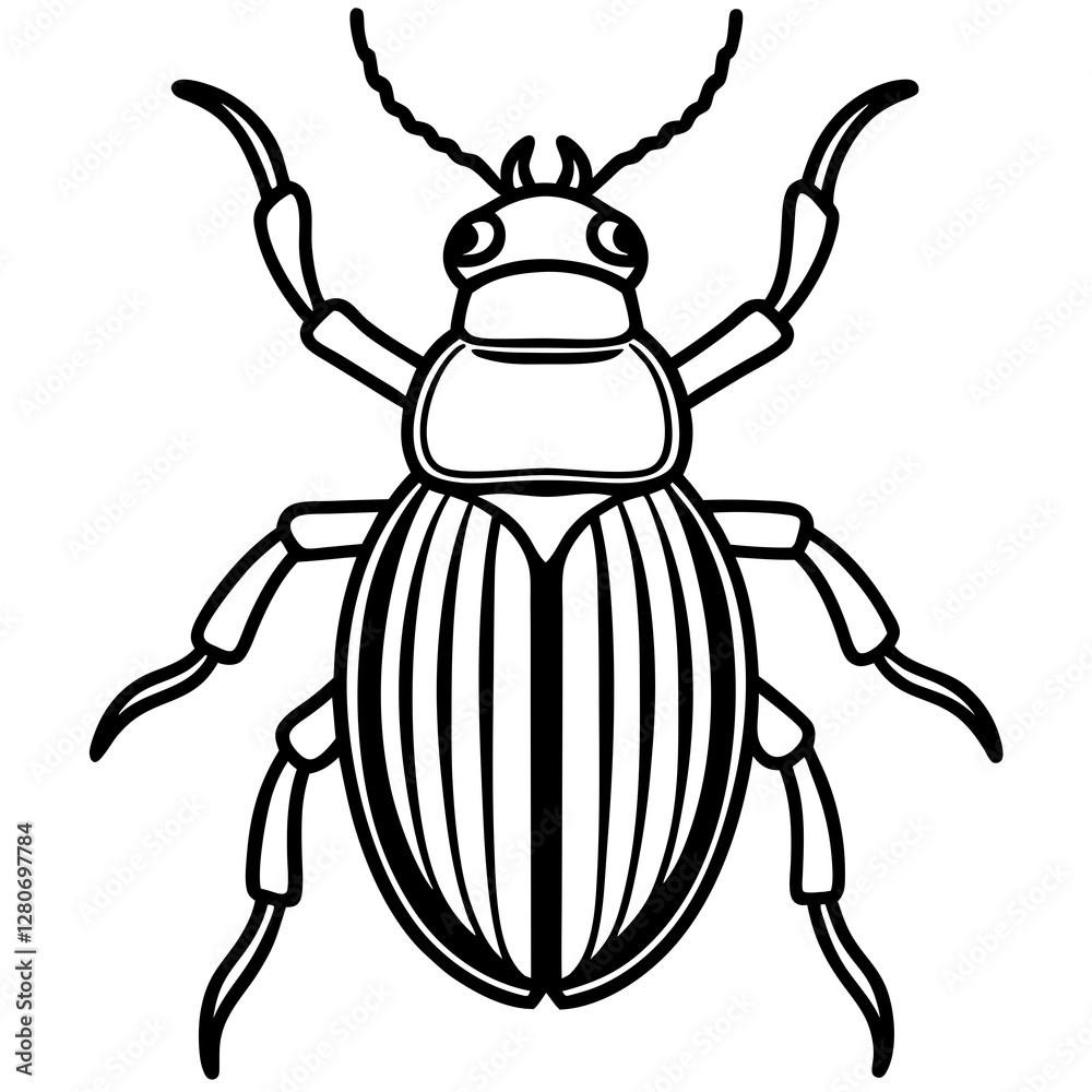 Beetle Silhouette in Vector Line Art Beetle Silhouette in Vector Line Art