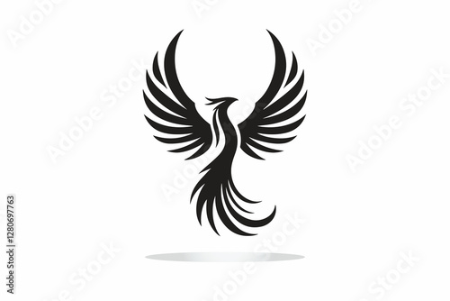 silhouette of Fenix, symbolizes freedom and adventure in black and white