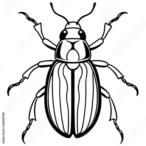 Beetle Silhouette in Vector Line Art