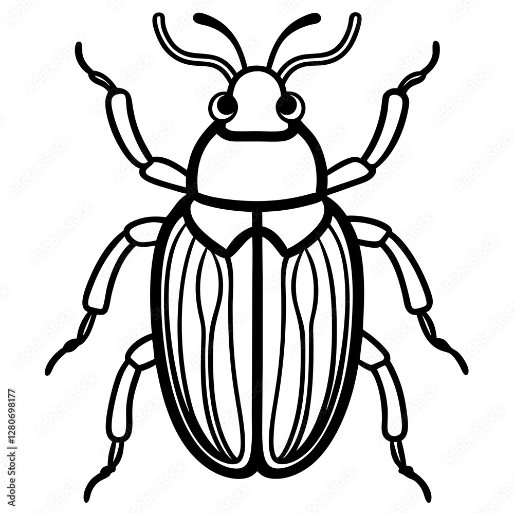 Beetle Silhouette in Vector Line Art Beetle Silhouette in Vector Line Art