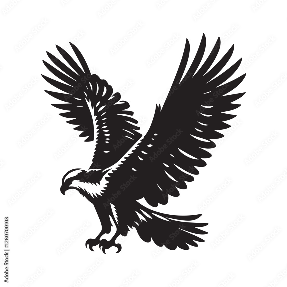 Obraz premium Osprey bird Silhouette Vector Illustration, Solid White Background.