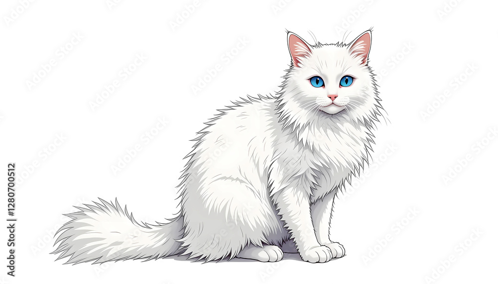 Fototapeta premium turkish angora cat on white background 