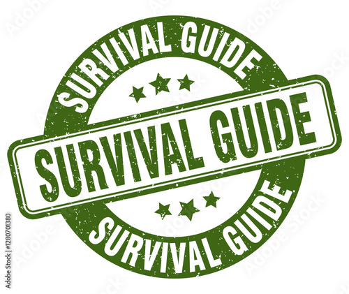 survival guide stamp. survival guide label. round grunge sign