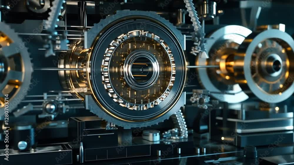 Intricate Metallic Mechanism: A Close-Up View of Complex Gears and Components Intricate Metallic Mechanism: A Close-Up View of Complex Gears and Components