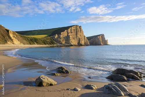 A view of a typical cliffy beach along the coastline photo