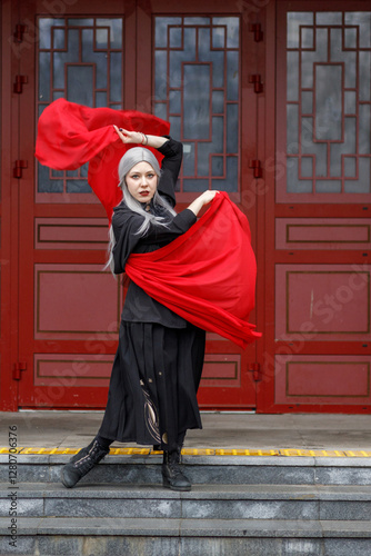 Obraz na płótnie dance, costume, china, traditional, woman, arts, asia, asian, asiatic, background, battle, beauty, character, chinese, clothes, clothing, concept, cosplay, culture, danger, east, elegance, fabrics, fe w salonie