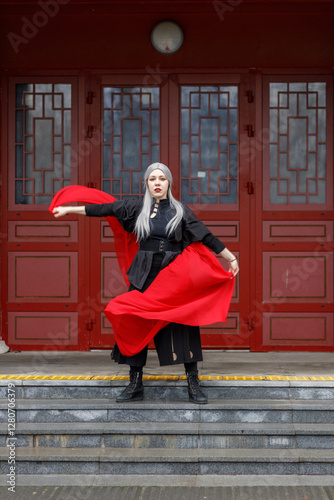 Obraz na płótnie dance, costume, china, traditional, woman, arts, asia, asian, asiatic, background, battle, beauty, character, chinese, clothes, clothing, concept, cosplay, culture, danger, east, elegance, fabrics, fe w salonie
